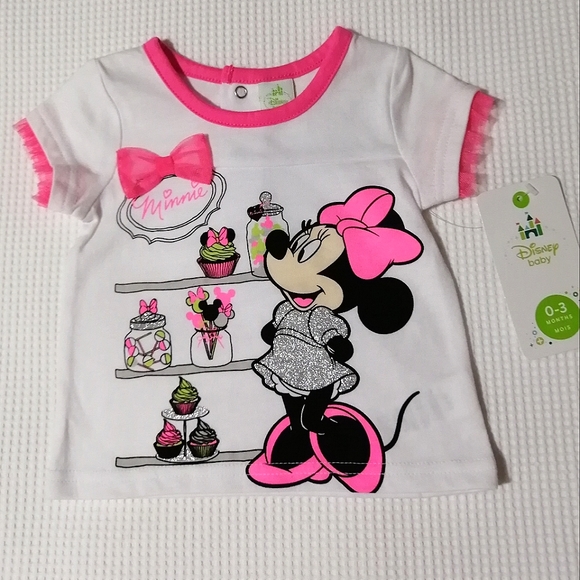 🔥SALE🔥 Disney Minnie Mouse Girl's Top and Tulle Skirt Leggings Set NWT SZ 0-3M - Picture 2 of 12